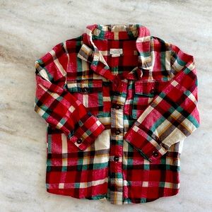 Flannel Pink Chicken Button down for boys - 5T